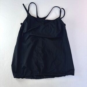 Athleta Black Blouson Tankini Swim Top Underwire Bra 34D/DD Adjustable Straps